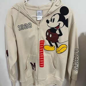 Disney Cream Hoodie with Mickey Mouse Design
